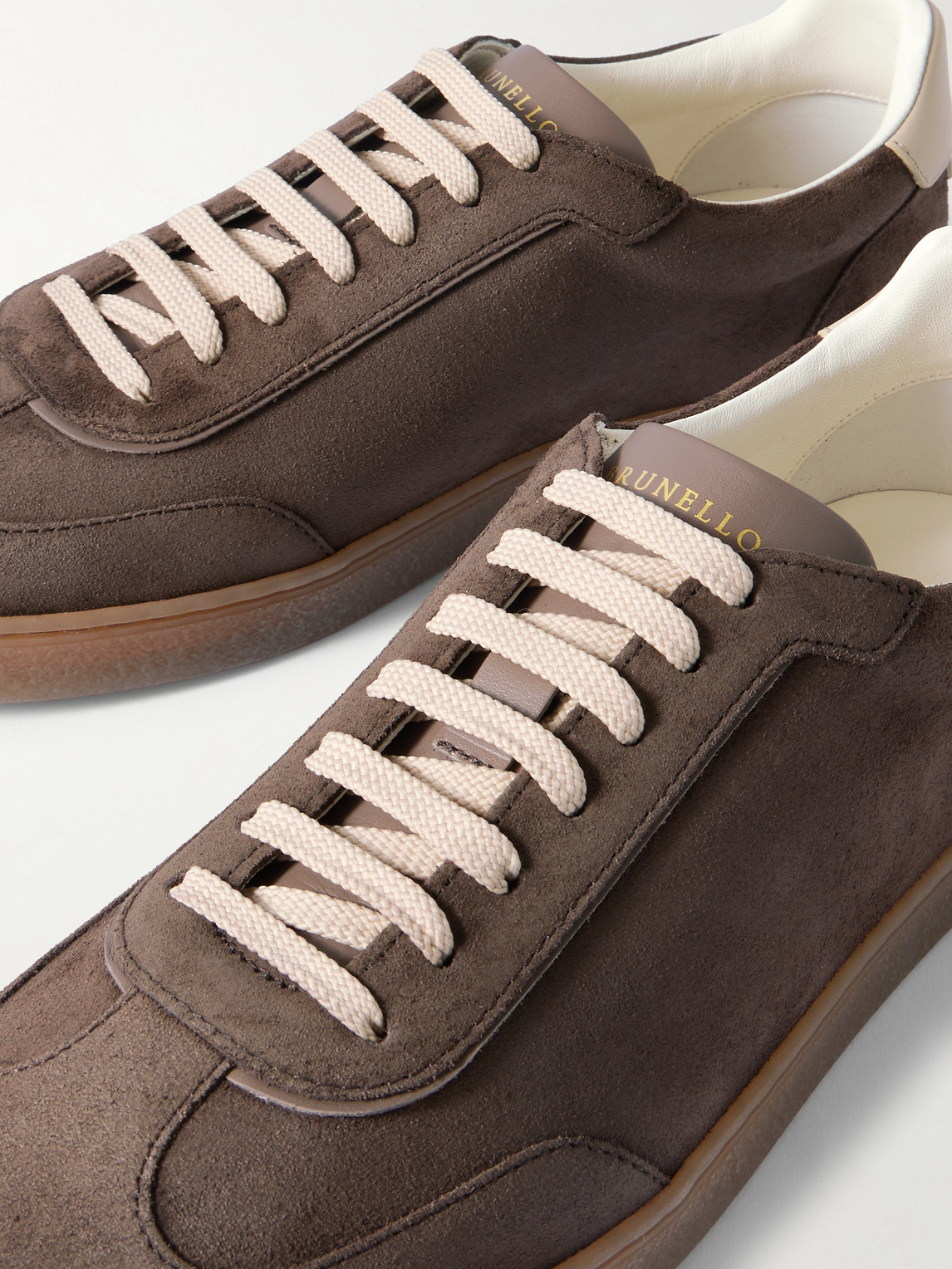 Brunello Cucinelli Leather-trimmed Suede Sneakers