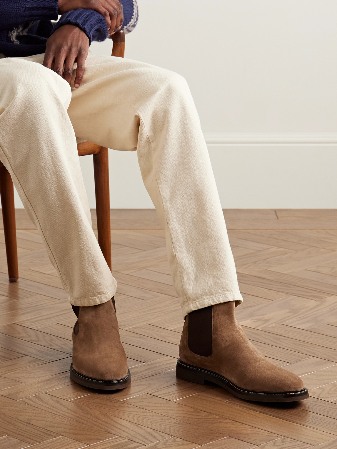 Brunello Cucinelli Suede Chelsea Boots In Brown
