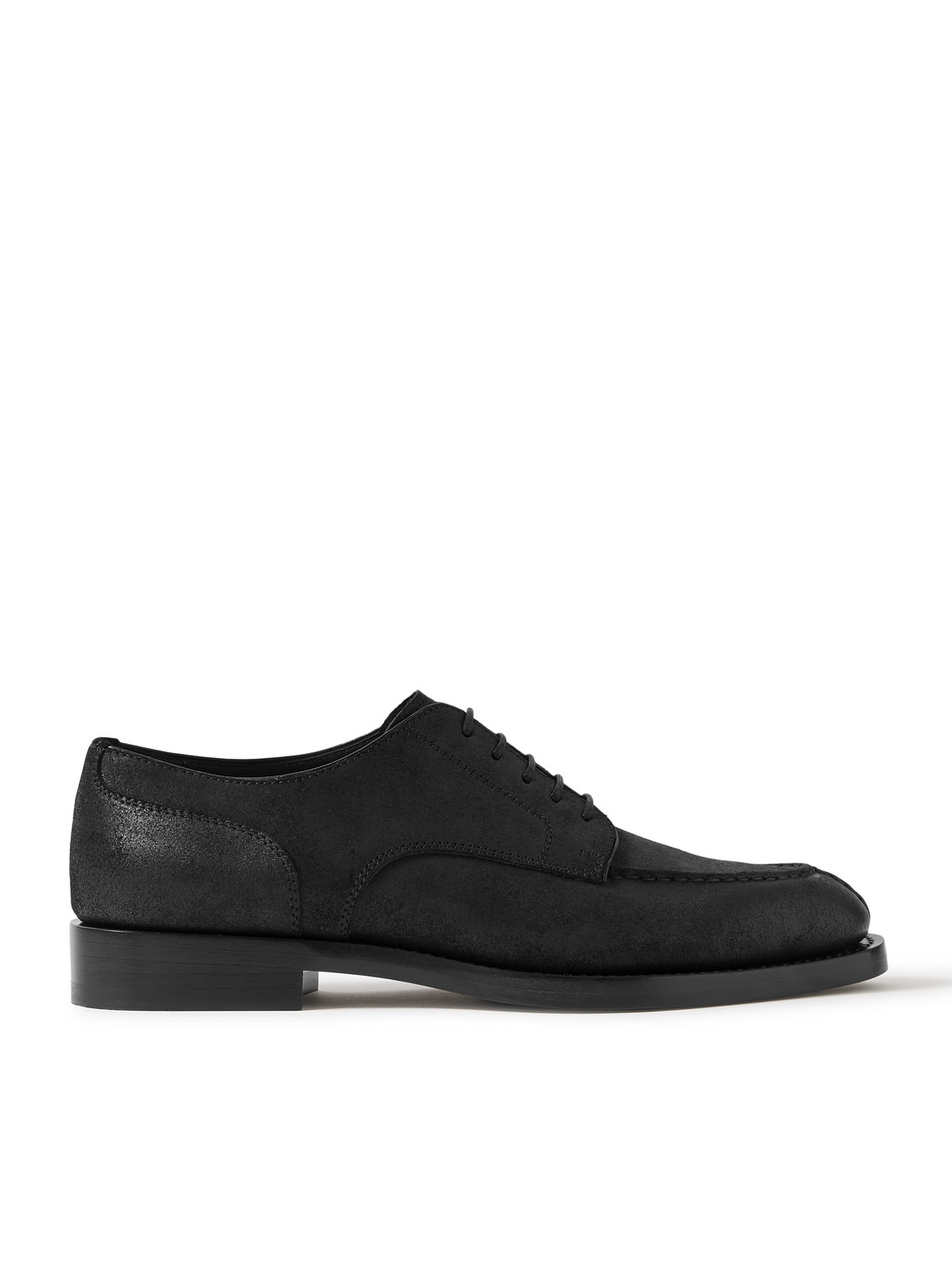 Brunello Cucinelli Waxed-suede Derby Shoes In Black