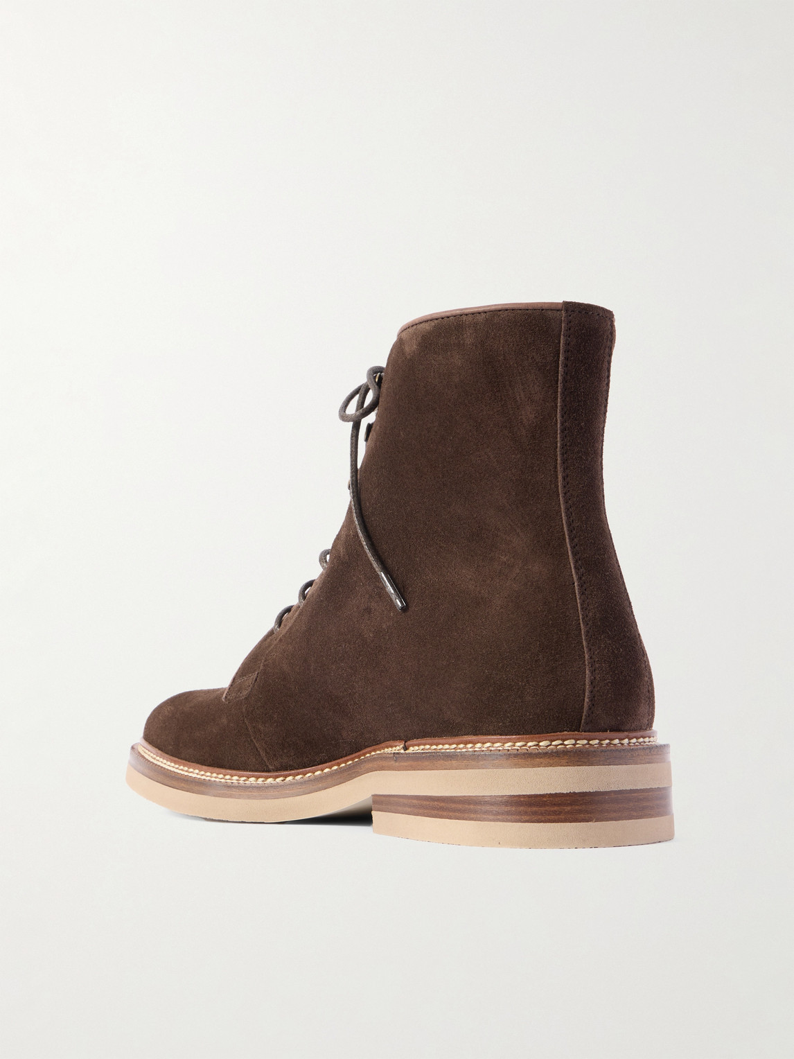 Brunello Cucinelli Suede Lace-up Boots In Brown