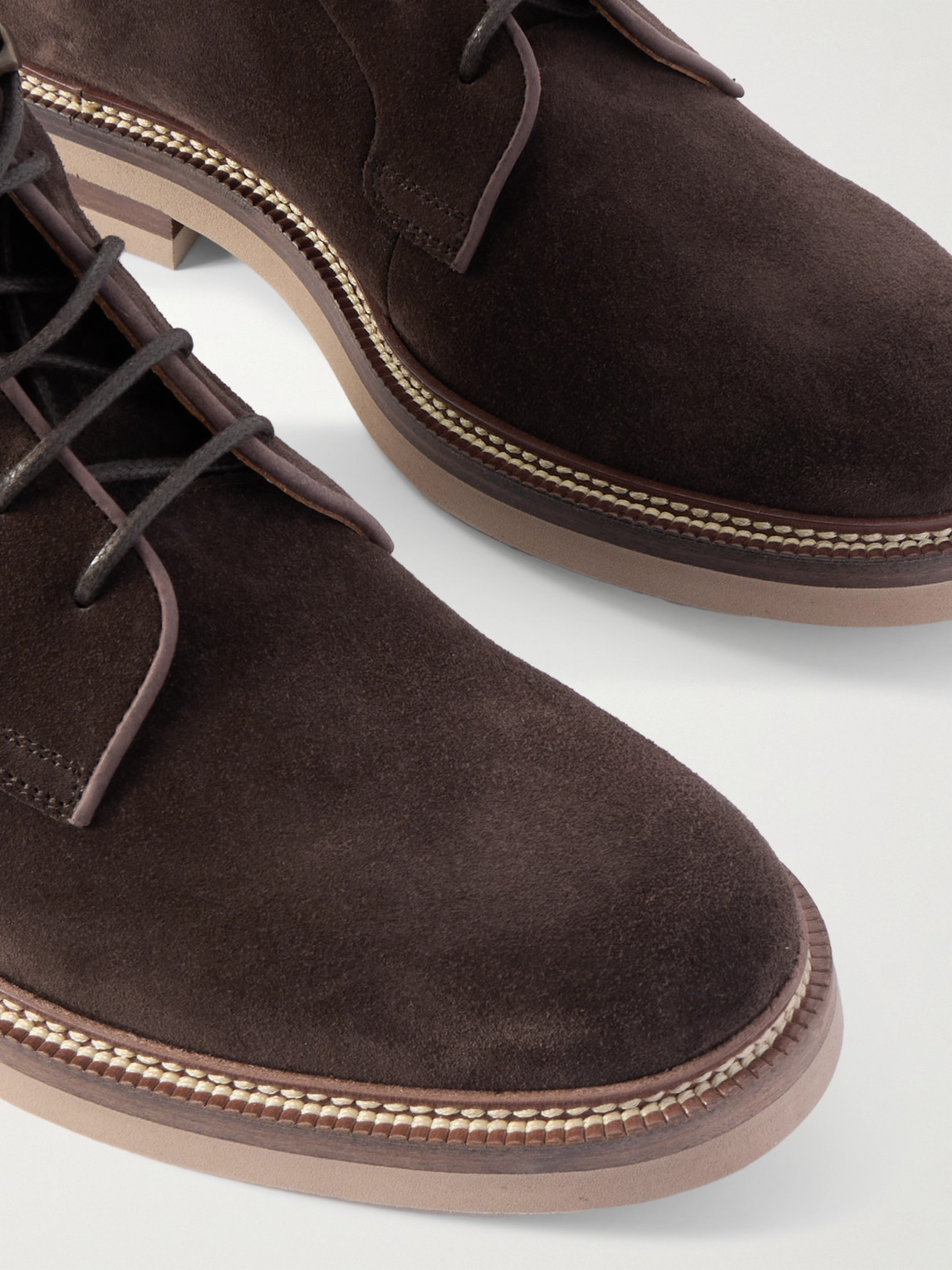 Brunello Cucinelli Suede Lace-up Boots In Brown