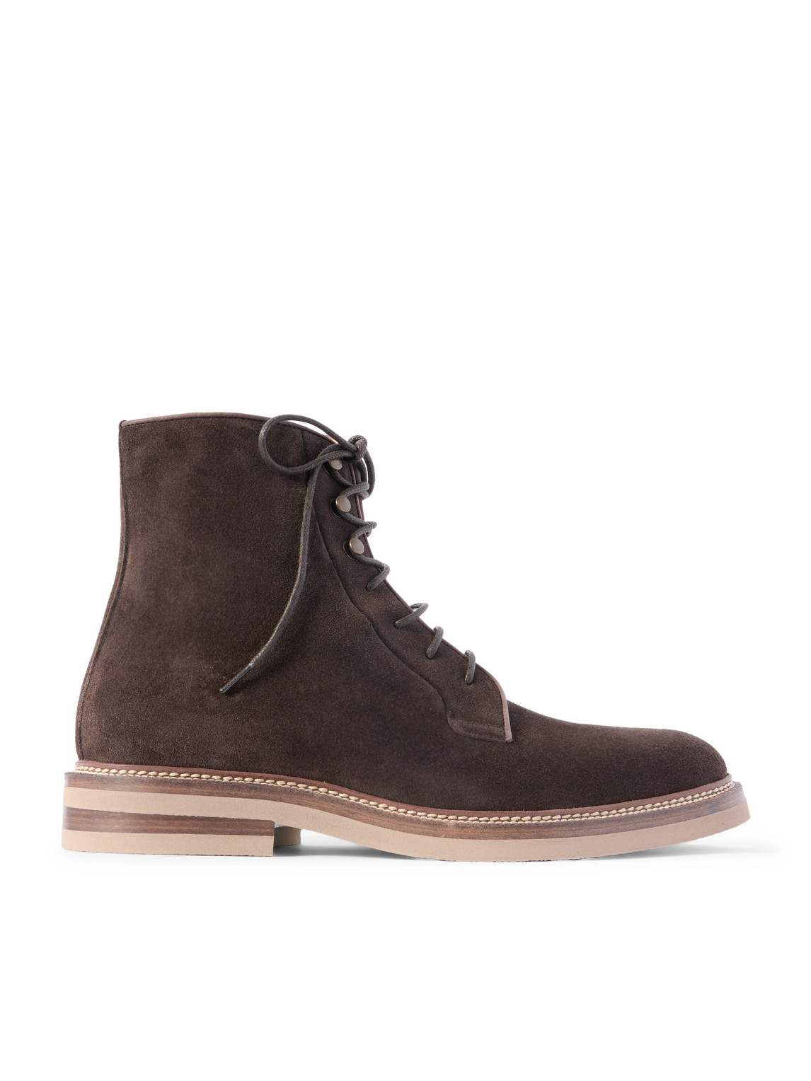 Brunello Cucinelli Suede Lace-up Boots In Brown