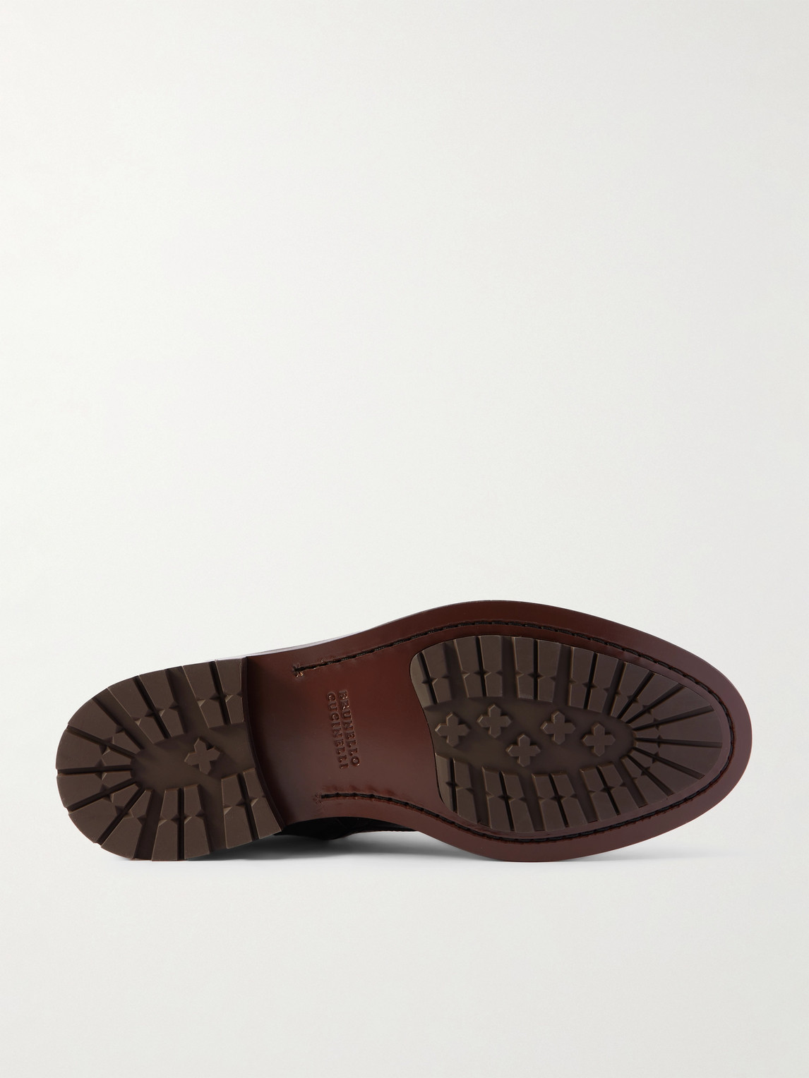 Brunello Cucinelli Pedula Full-grain Leather Boots In Burgundy