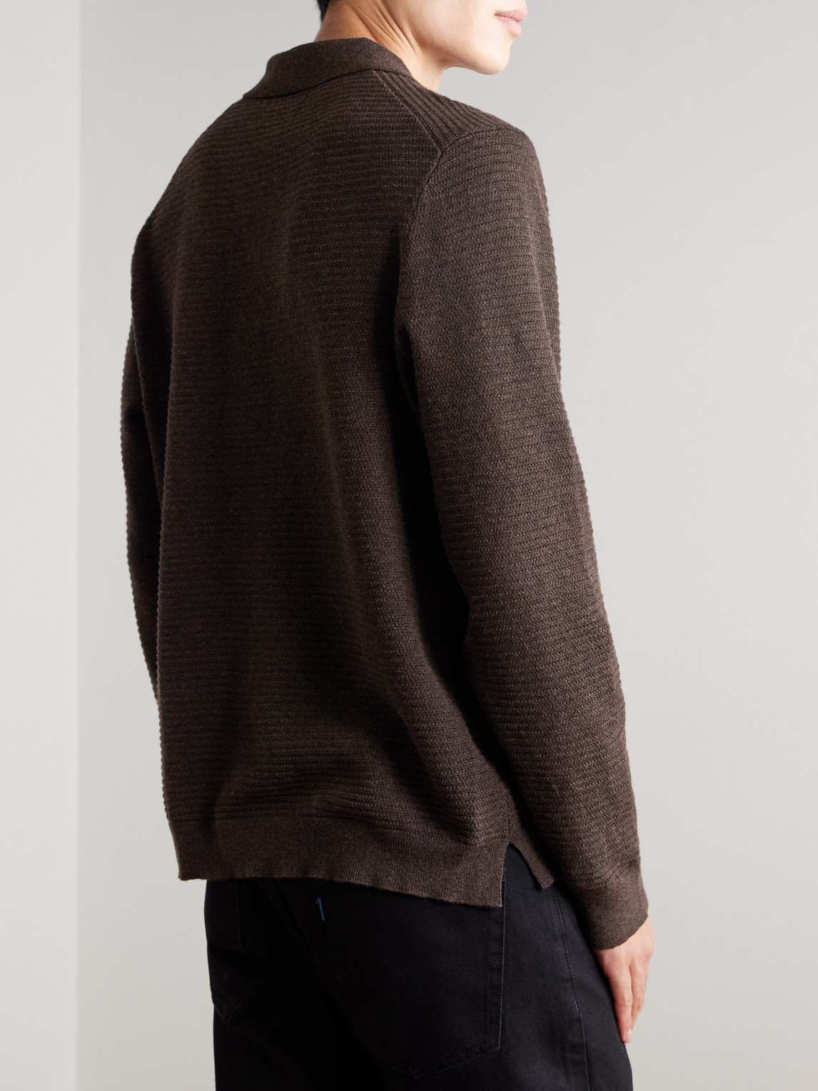 Nn07 Paul 60019 Ribbed Organic Cotton Polo Shirt In Brown