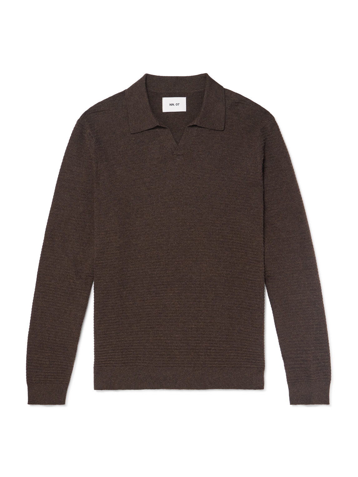 Nn07 Paul 60019 Ribbed Organic Cotton Polo Shirt In Brown