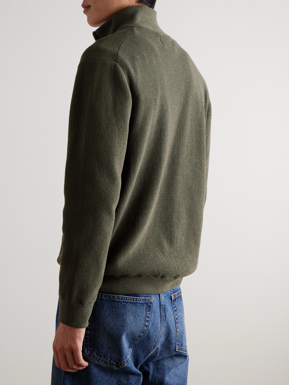 Nn07 Danny 6429 Ribbed Bouclé Zip-up Cardigan In Green