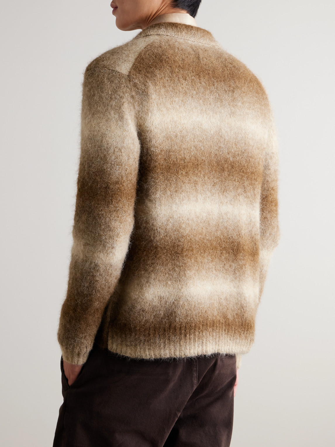 Nn07 Alfie 6656 Striped Alpaca-blend Cardigan In Brown