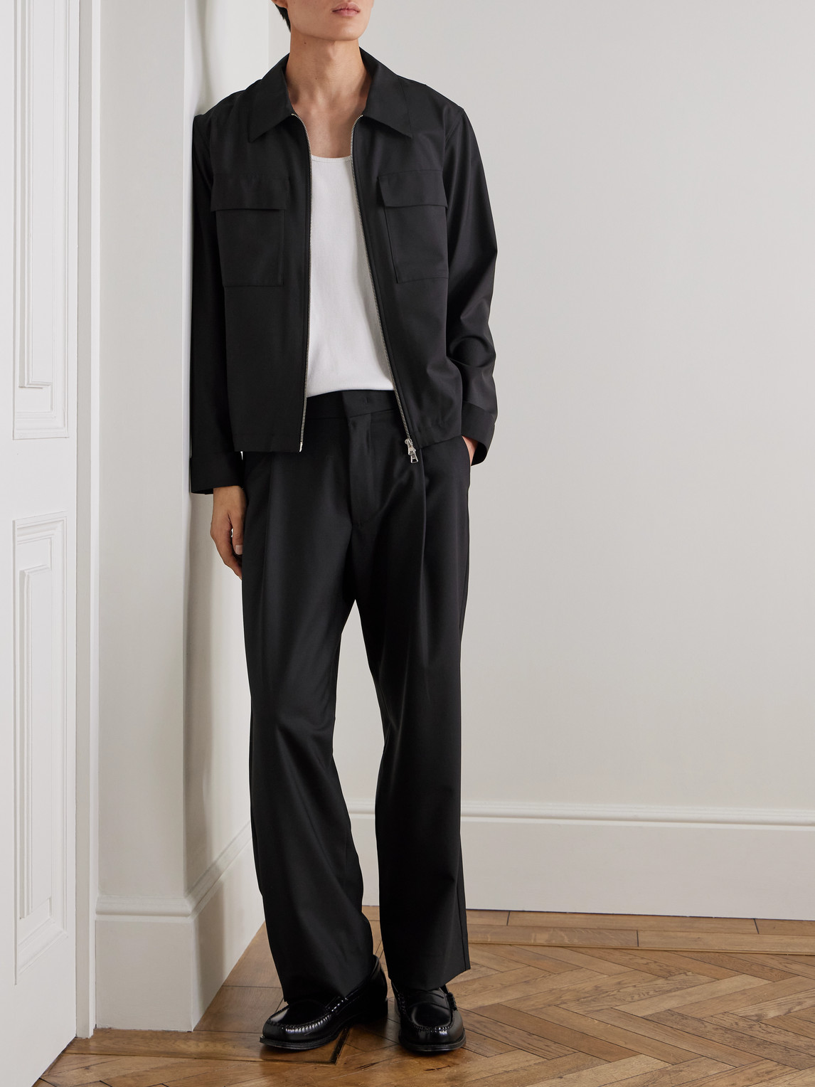 Nn07 Kay 1088 Straight-leg Pleated Recycled Woven Trousers In Black