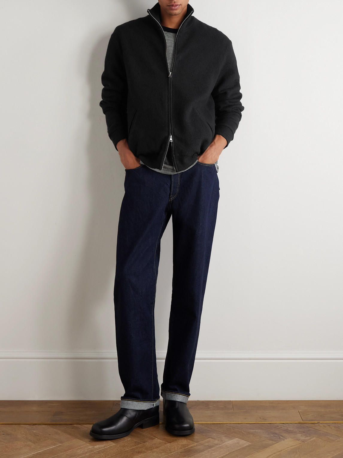 Nn07 6398 Merino Wool-felt Jacket In Black