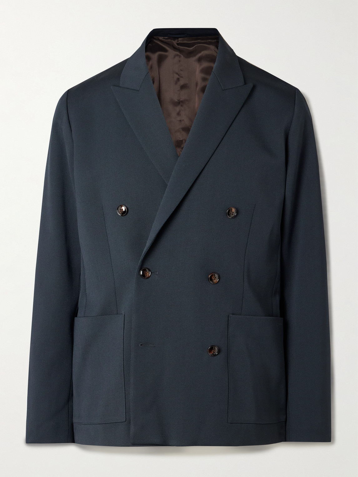Nn07 Jordin 10002 Double-breasted Wool-blend Twill Blazer In Blue