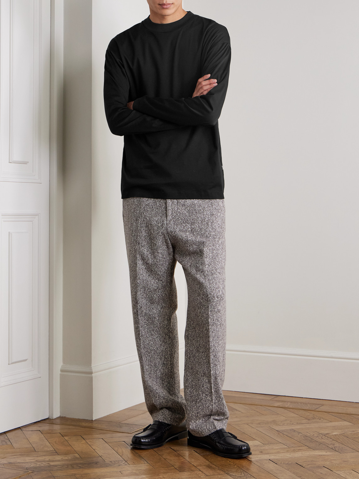 Nn07 Lionel 3525 Organic Cotton-jersey T-shirt In Black