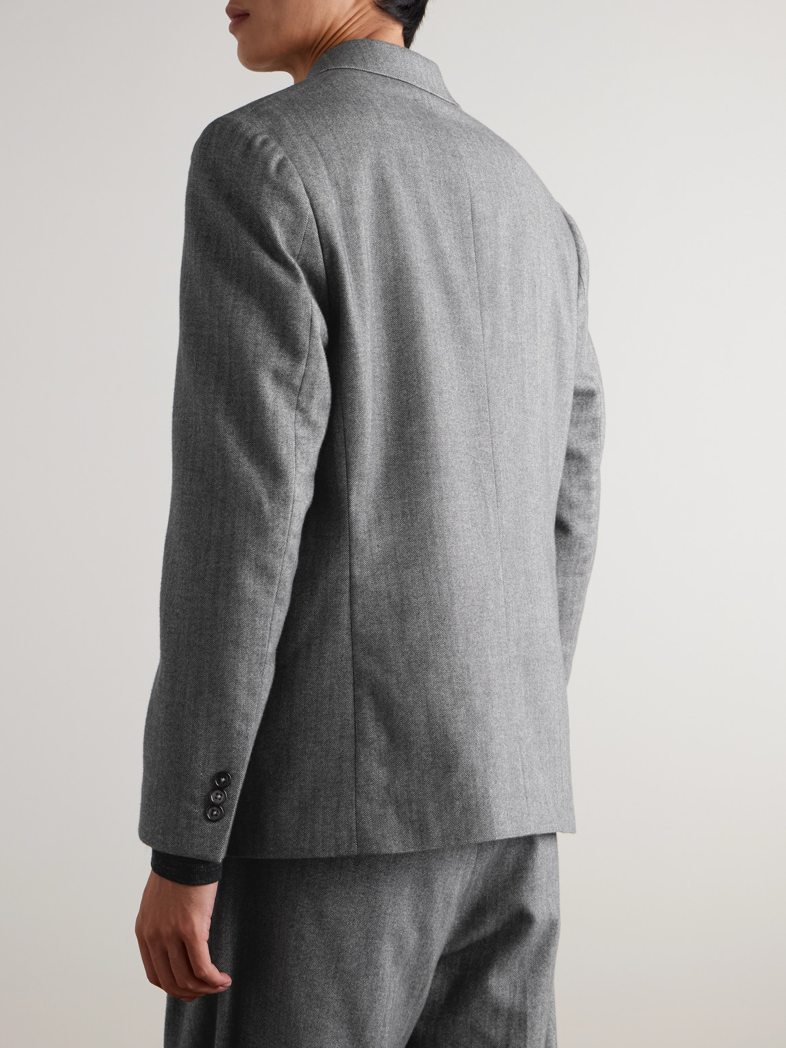 Nn07 Timo 10001 Herringbone Wool And Cotton-blend Suit Jacket In Gray