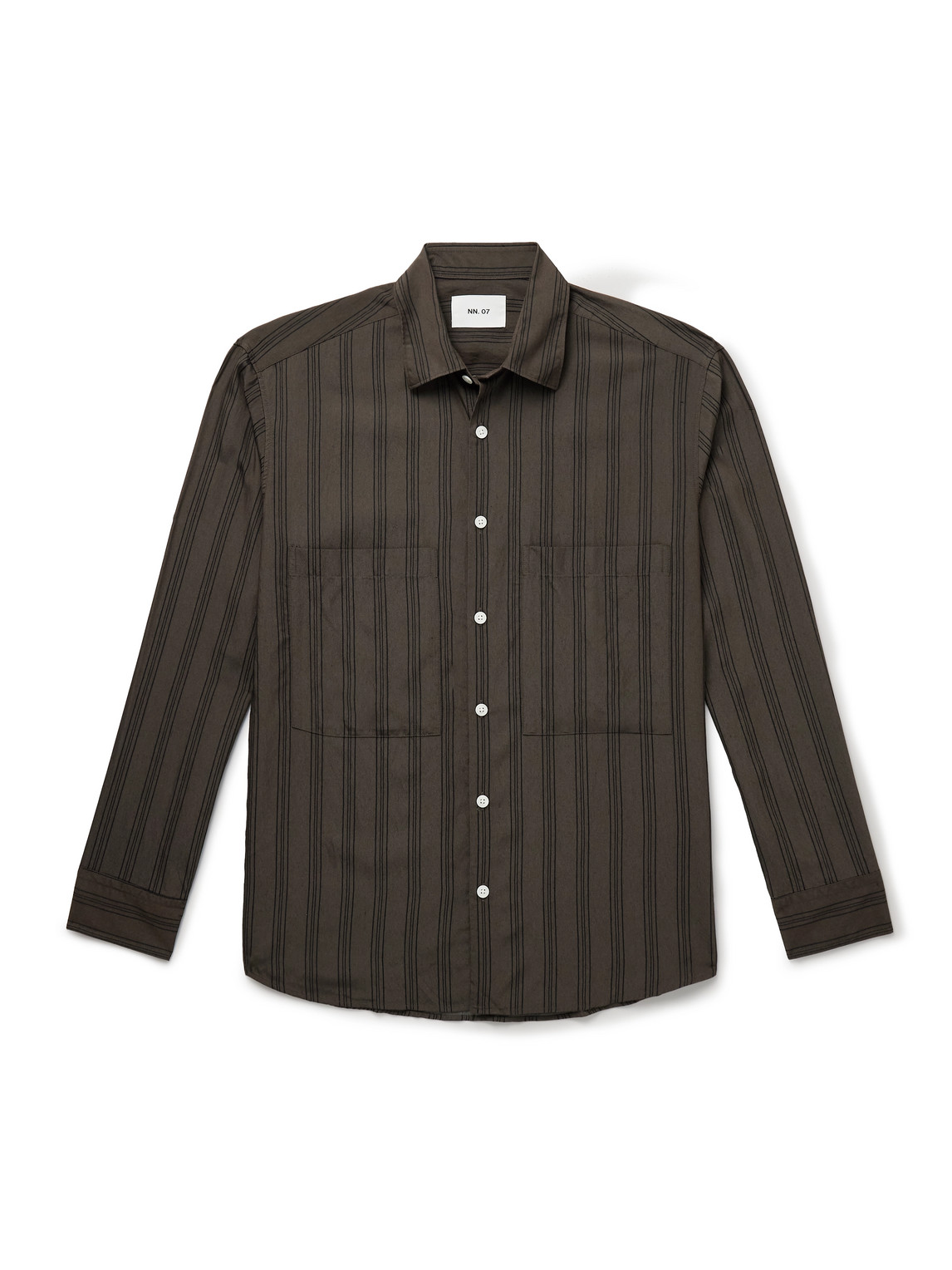 Nn07 Freddy 50010 Striped Tencel™ Modal-blend Twill Shirt In Brown