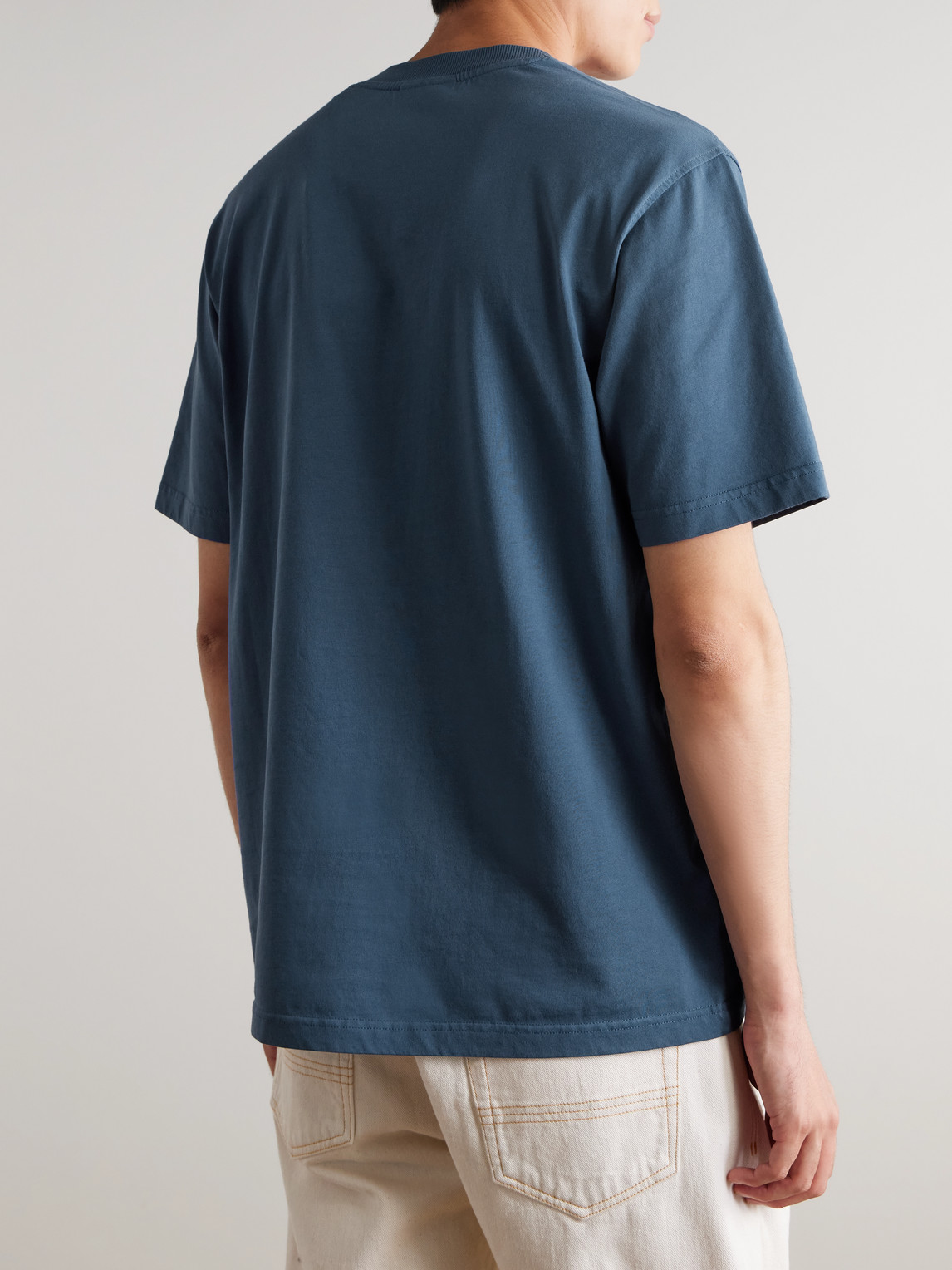 Nn07 Adam 3209 Logo-embroidered Pima Cotton-jersey T-shirt In Blue