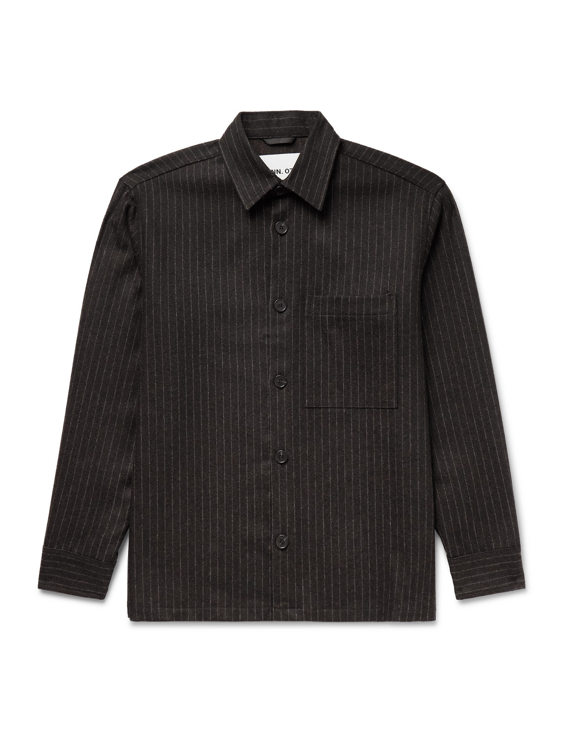 Nn07 Freddy 1630 Pinstriped Recycled-wool-blend Overshirt In Brown
