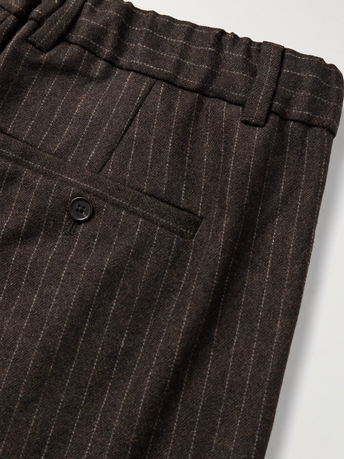 Nn07 Kay 1630 Straight-leg Pleated Striped Recycled Wool-blend Felt Trousers In Brown
