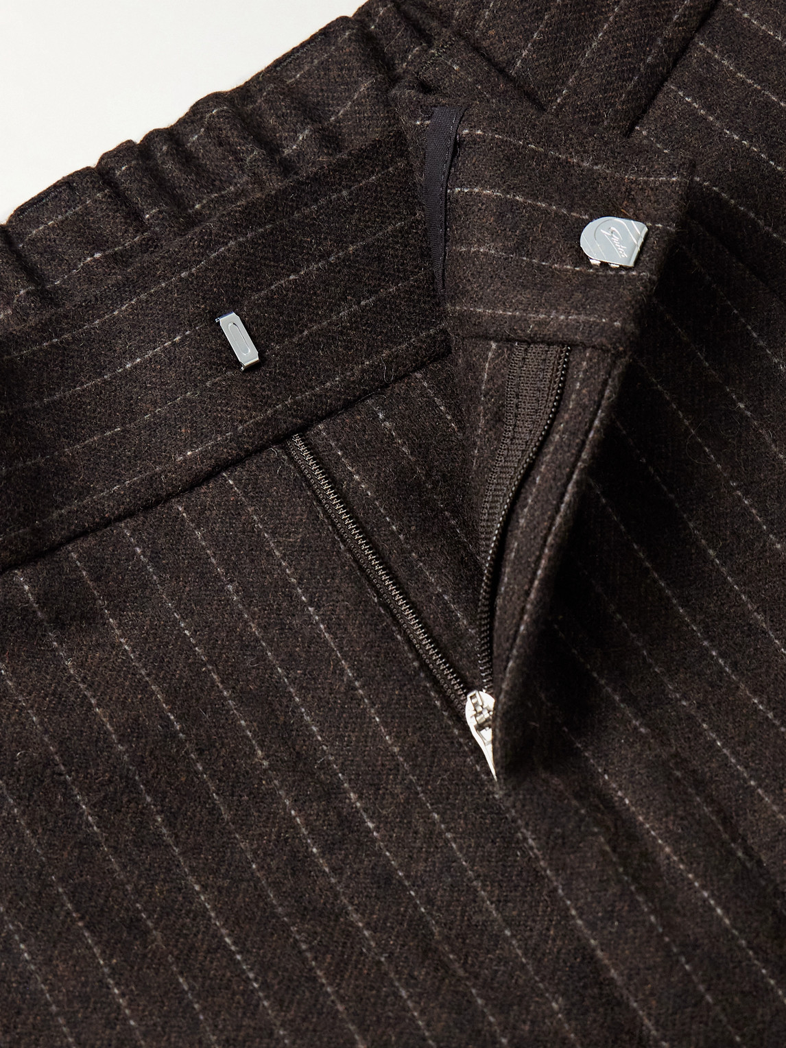 Nn07 Kay 1630 Straight-leg Pleated Striped Recycled Wool-blend Felt Trousers In Brown