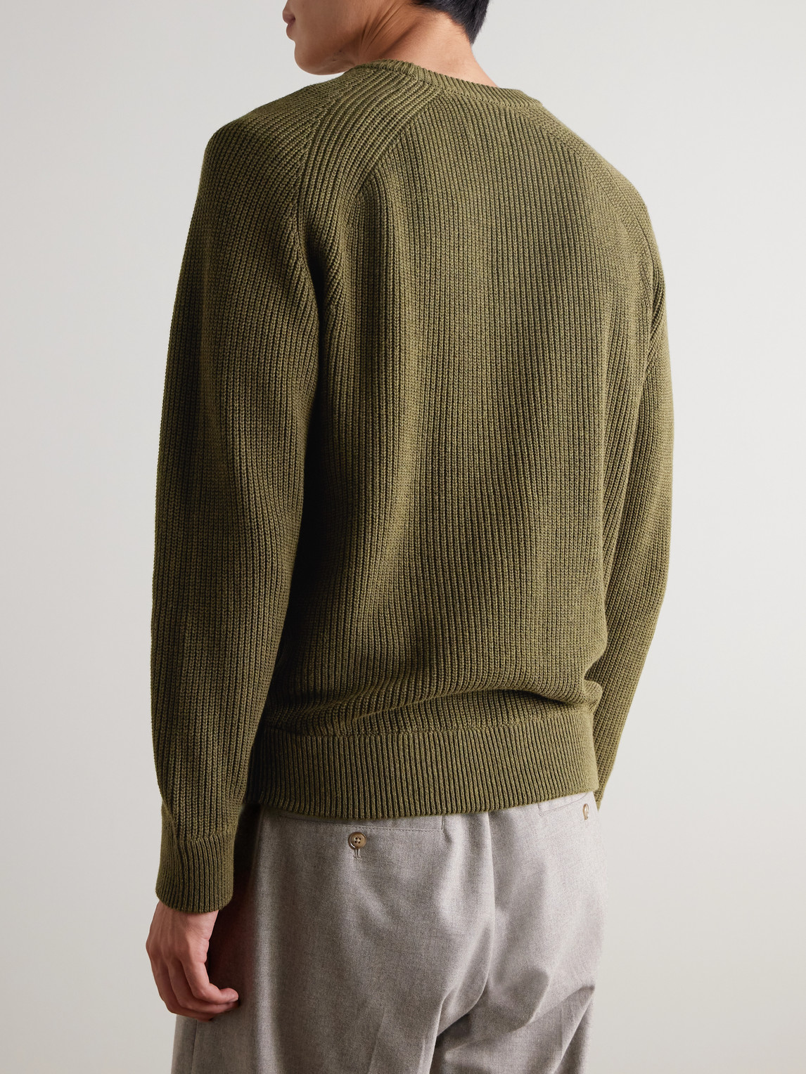 Nn07 Jacobo 6470 Ribbed Cotton Sweater In Green