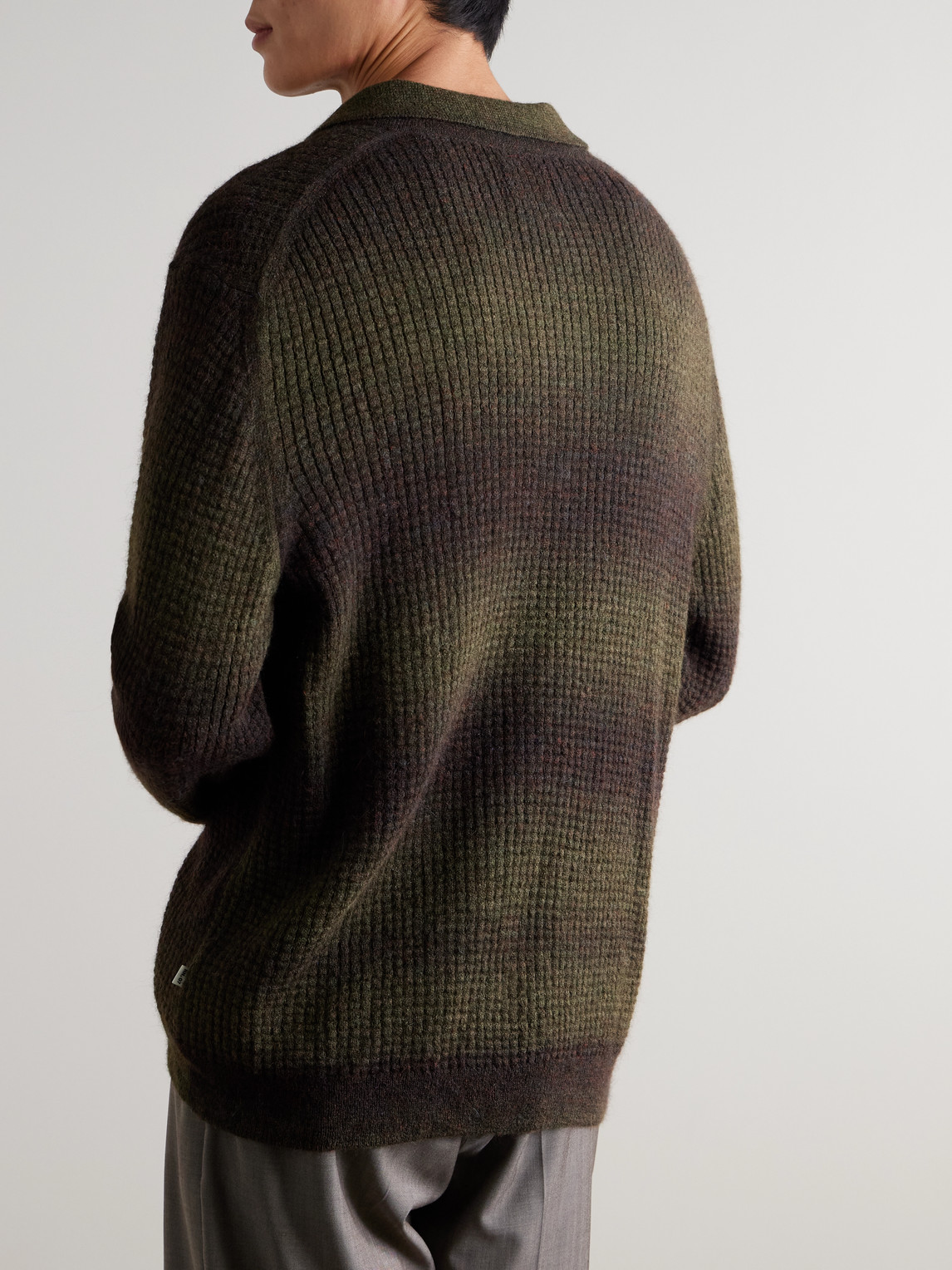 Nn07 Thor 60009 Dégradé Waffle-knit Cardigan In Green