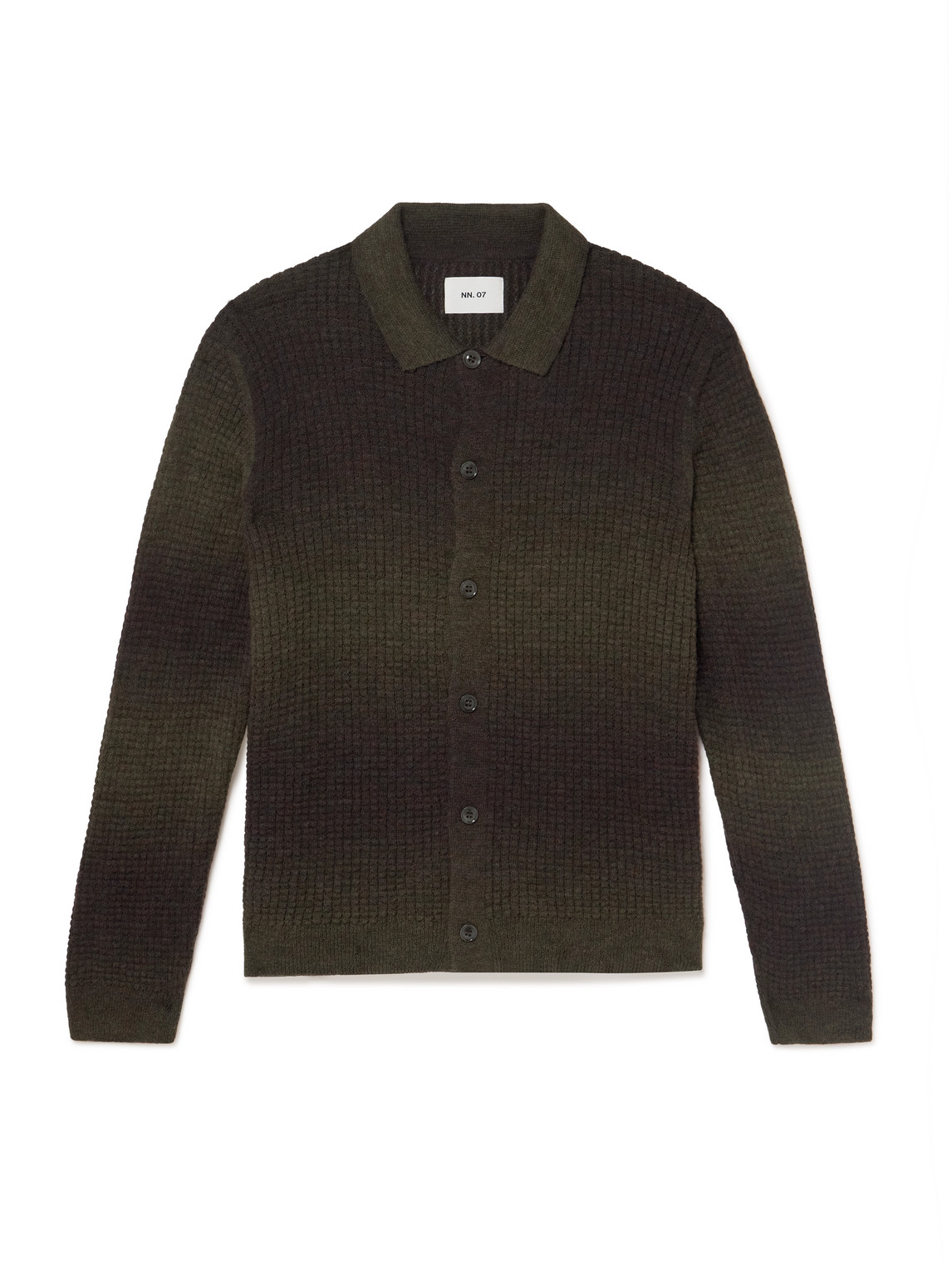 Nn07 Thor 60009 Dégradé Waffle-knit Cardigan In Green