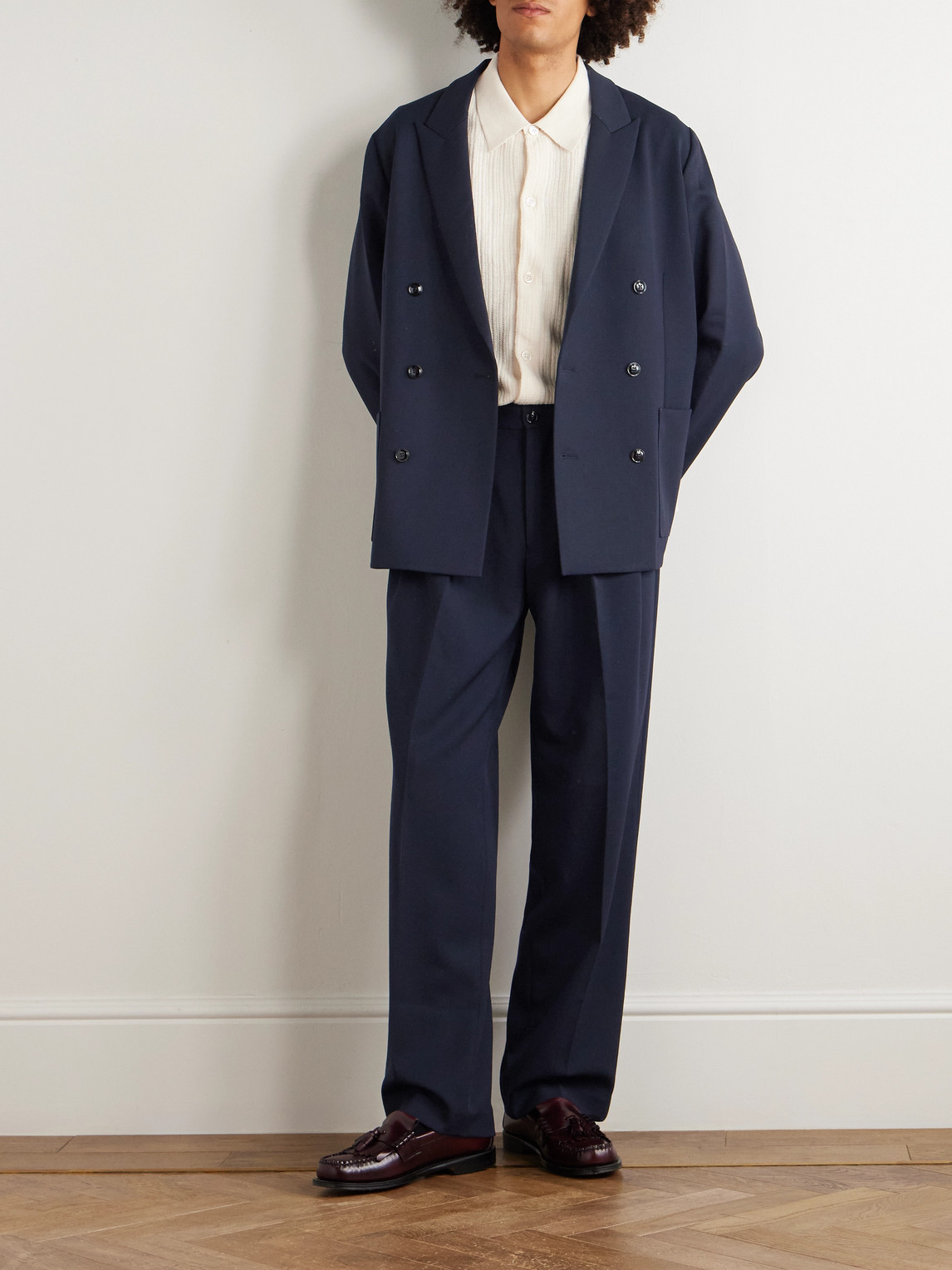 Nn07 Justin 10002 Straight-leg Pleated Wool-blend Twill Suit Trousers In Blue