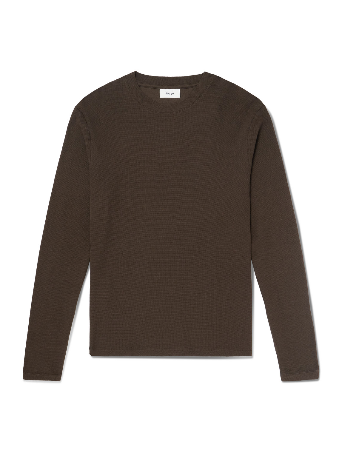 Nn07 Clive Waffle-knit Cotton And Tencel™ Modal-blend T-shirt In Brown