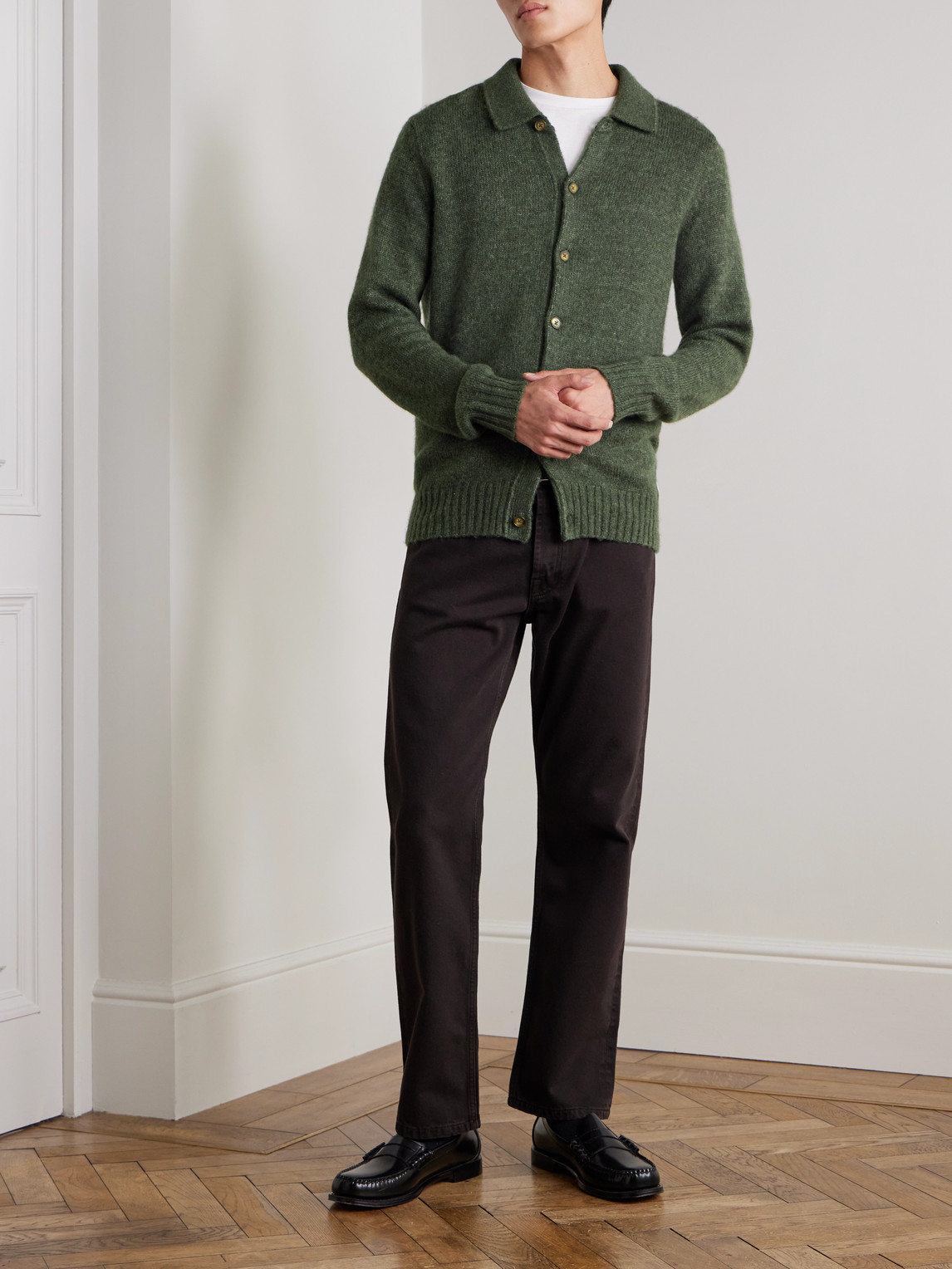 Nn07 Lee 6598 Merino Wool-blend Cardigan In Green