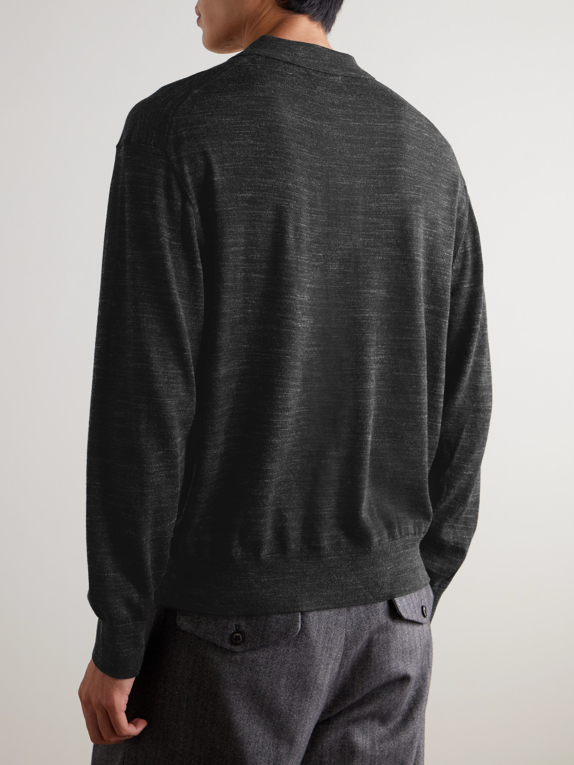 Nn07 Raymond 60010 Space-dyed Wool Polo Shirt In Black