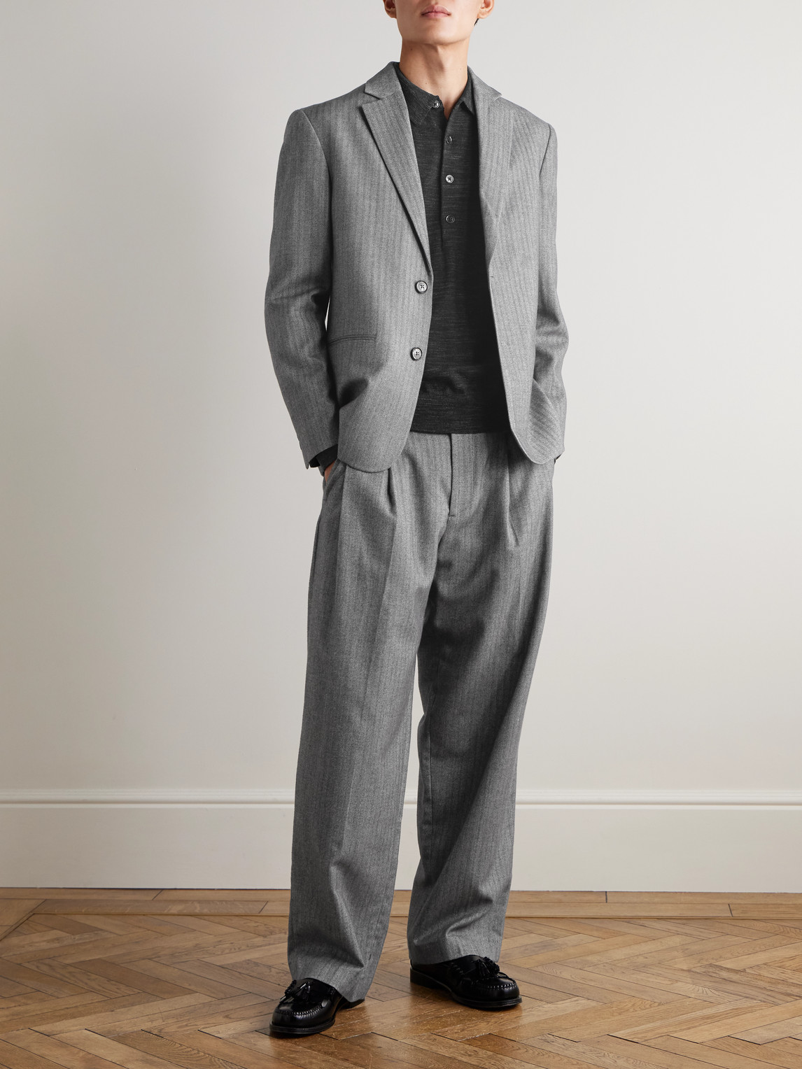 Nn07 Raymond 60010 Space-dyed Wool Polo Shirt In Black