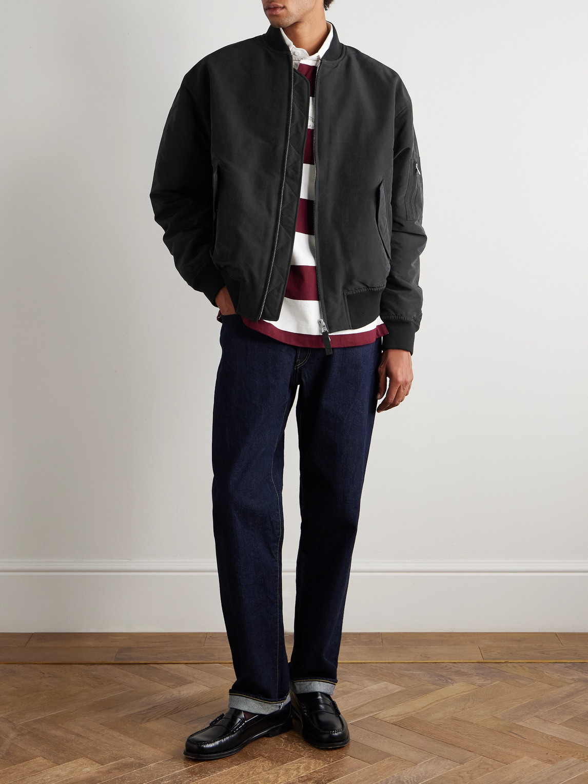 Nn07 Atlas 8264 Shell Bomber Jacket In Black