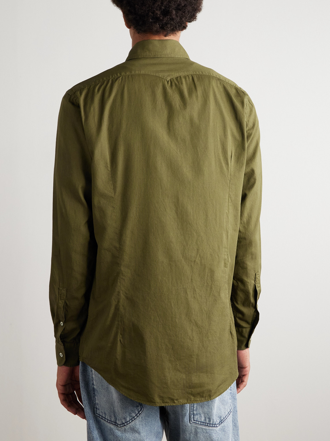 Massimo Alba Striped Cotton Shirt In Green