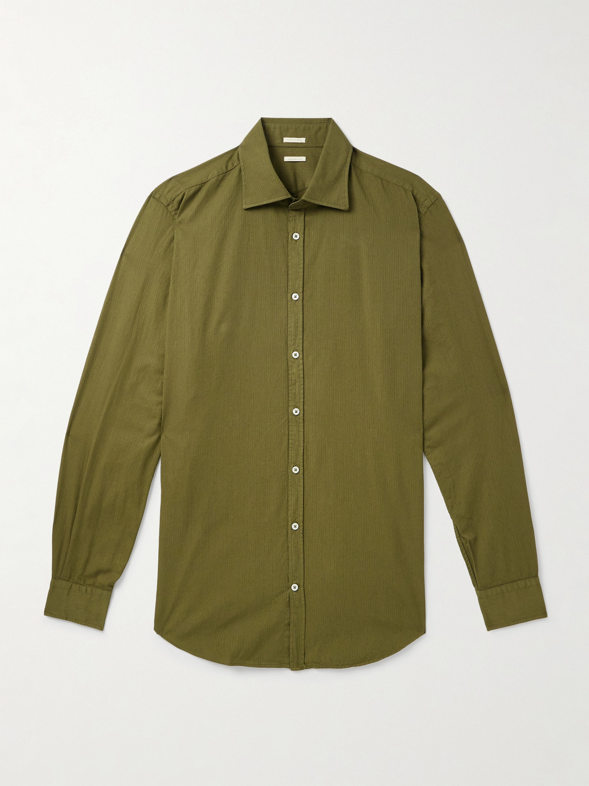 Massimo Alba Striped Cotton Shirt In Green