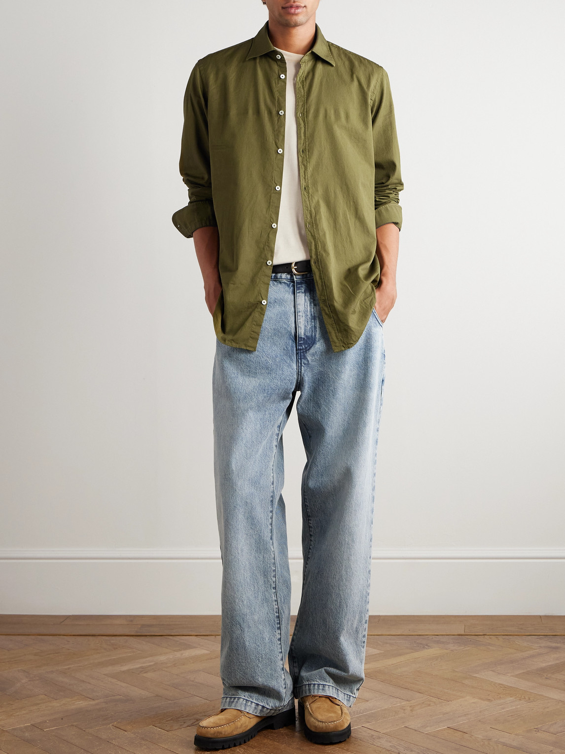 Massimo Alba Striped Cotton Shirt In Green