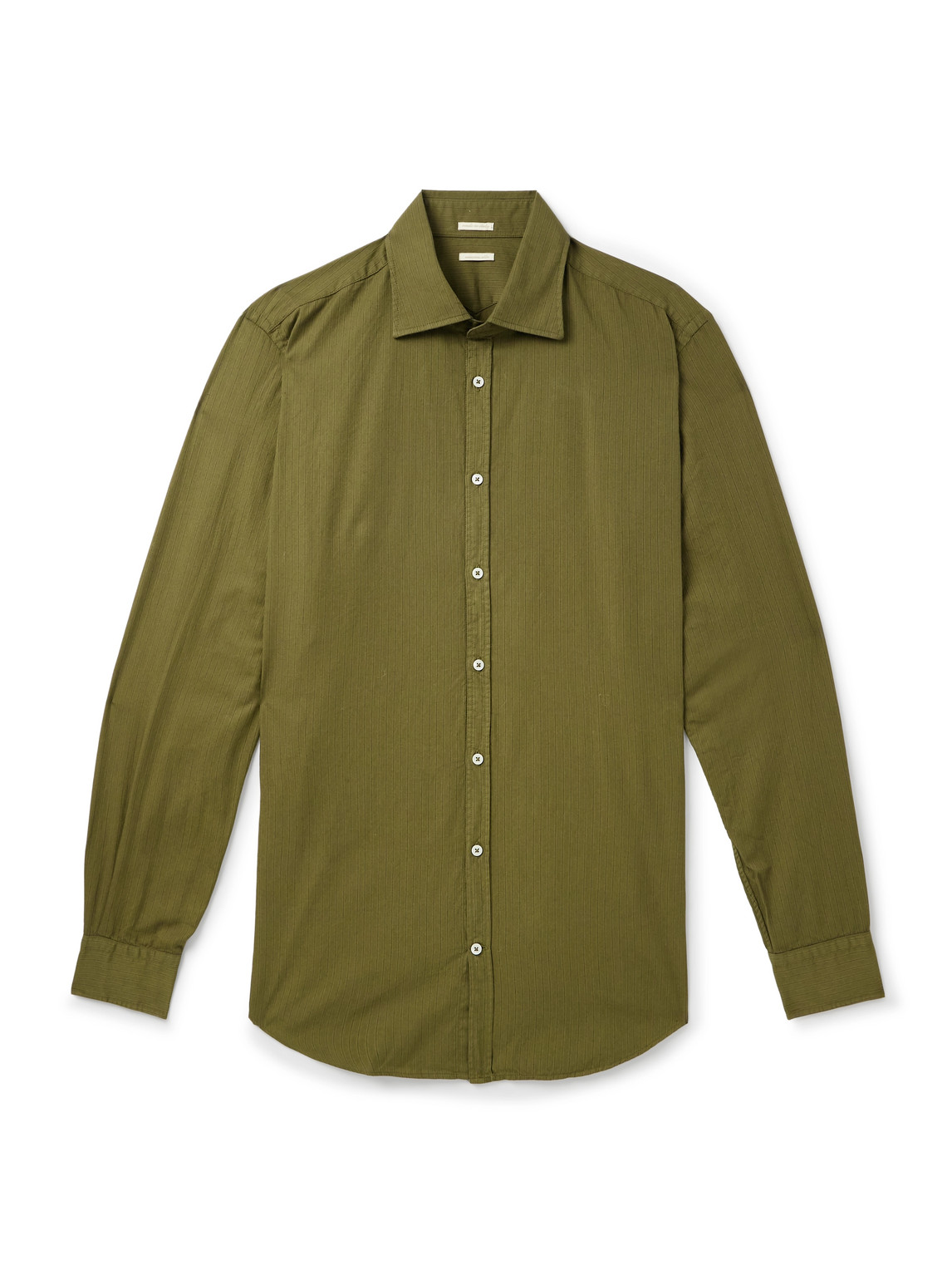 Massimo Alba Striped Cotton Shirt In Green