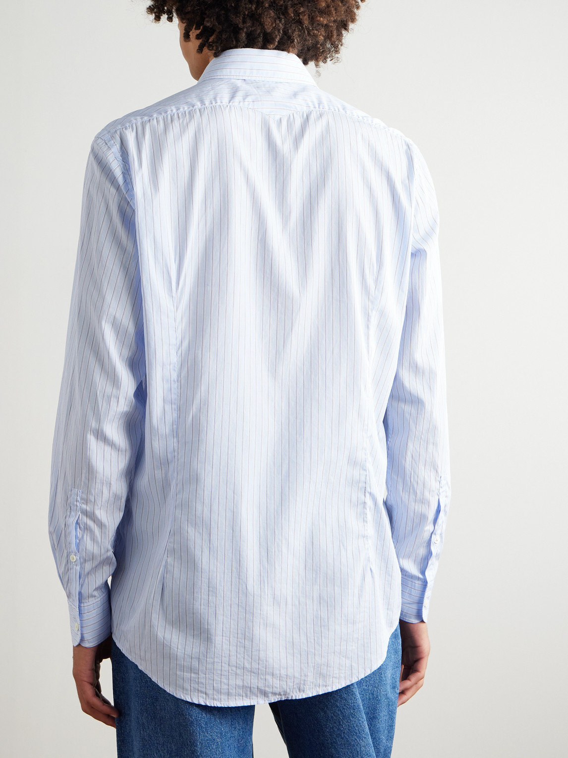 Massimo Alba Genova Striped Cotton-voile Shirt In Blue
