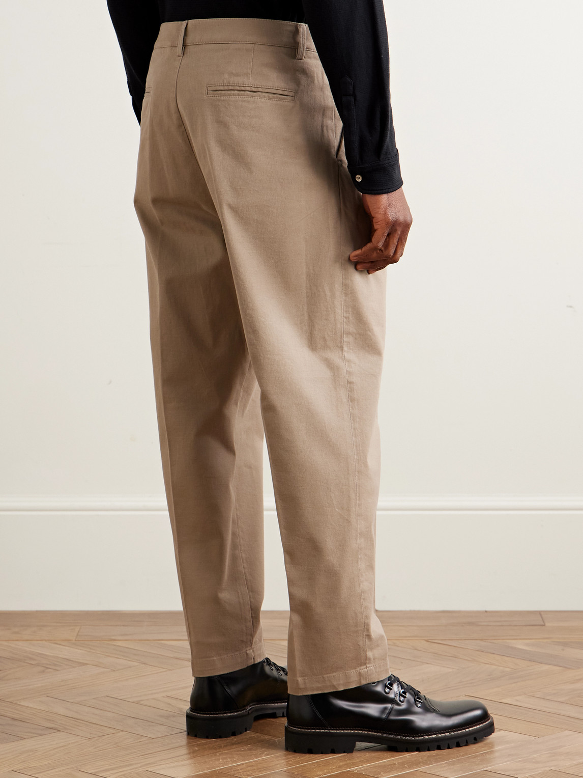 Massimo Alba Stan Tapered Pleated Cotton-twill Trousers In Brown