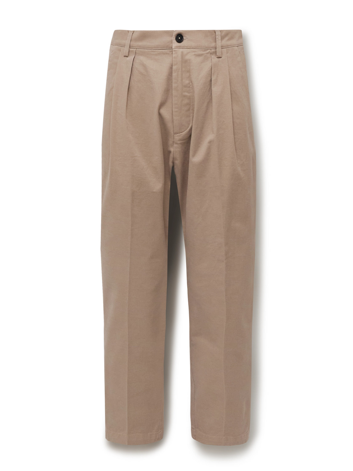 Massimo Alba Stan Tapered Pleated Cotton-twill Trousers In Brown