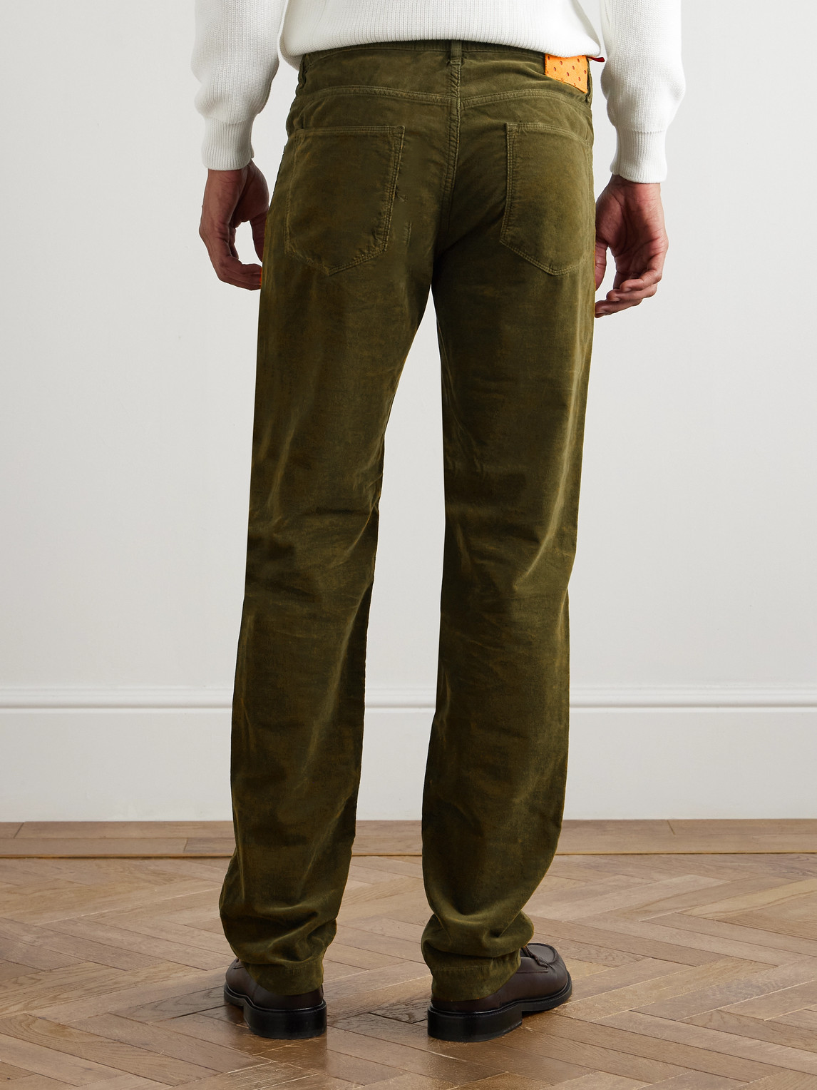 Massimo Alba Slim-fit Straight-leg Cotton-corduroy Trousers In Green