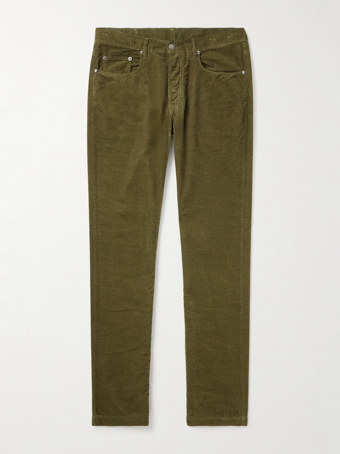 Massimo Alba Slim-fit Straight-leg Cotton-corduroy Trousers In Green