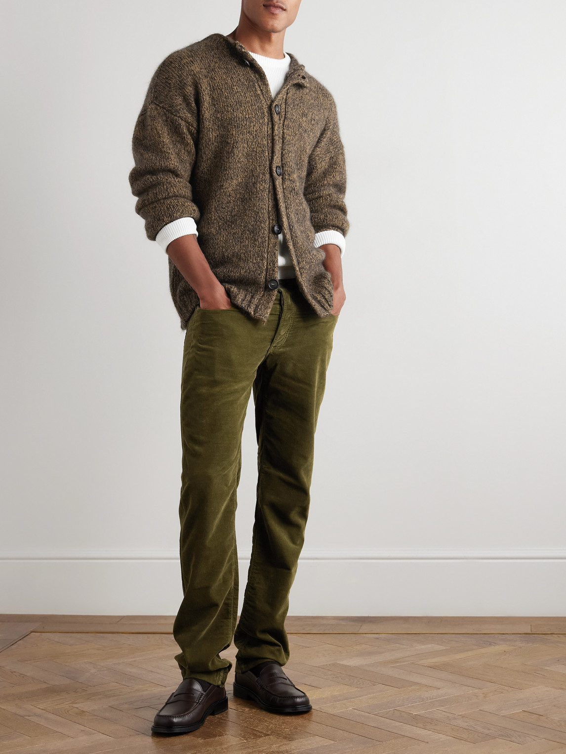 Massimo Alba Slim-fit Straight-leg Cotton-corduroy Trousers In Green