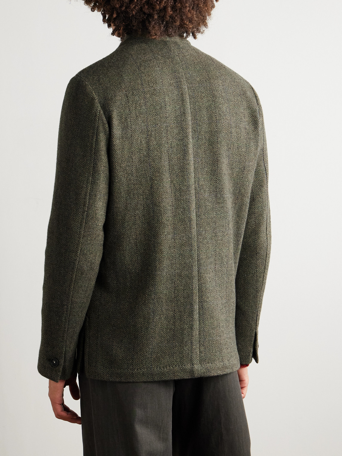 Massimo Alba Bali Herringbone Wool Coat In Green