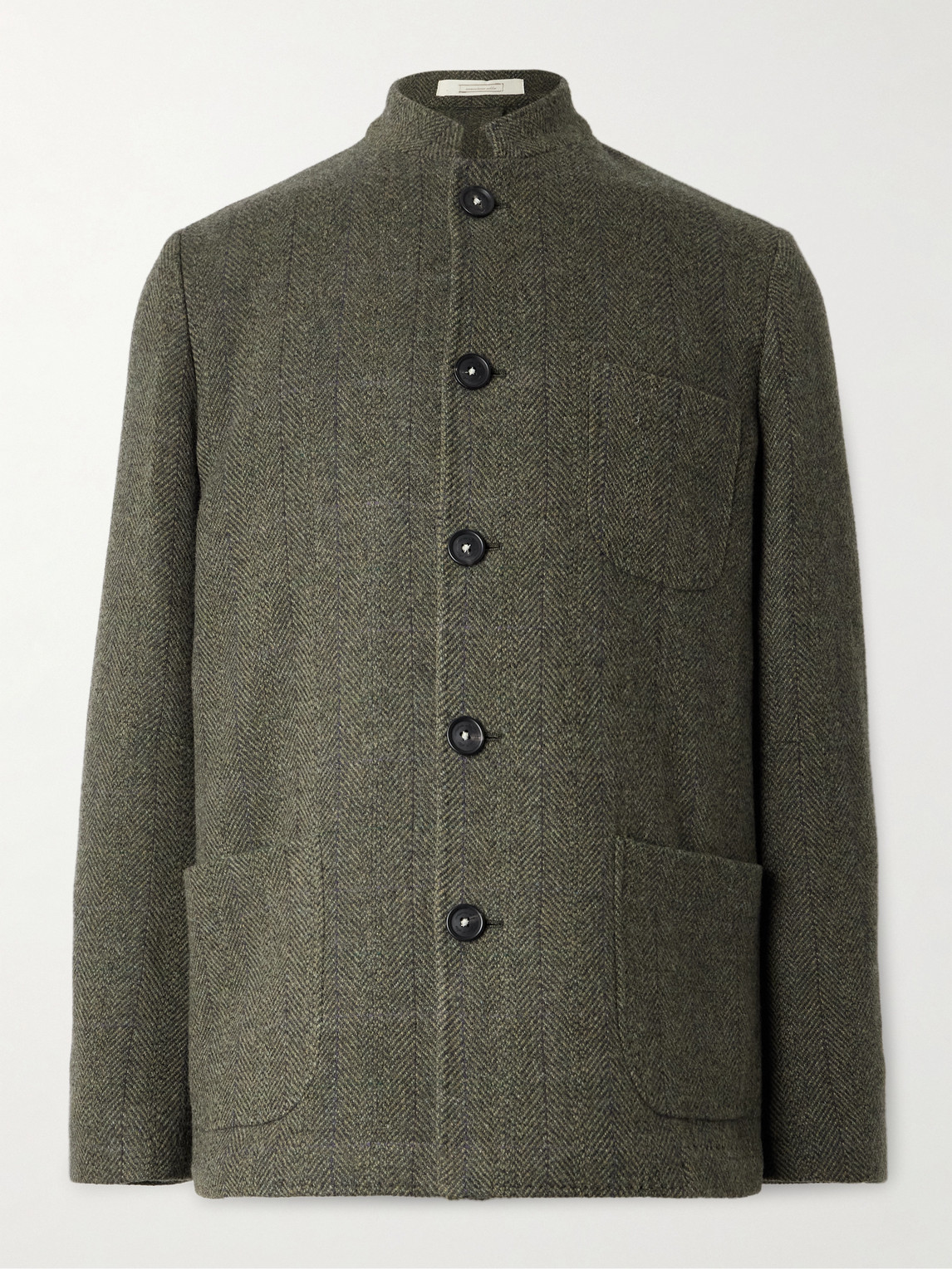 Massimo Alba Bali Herringbone Wool Coat In Green