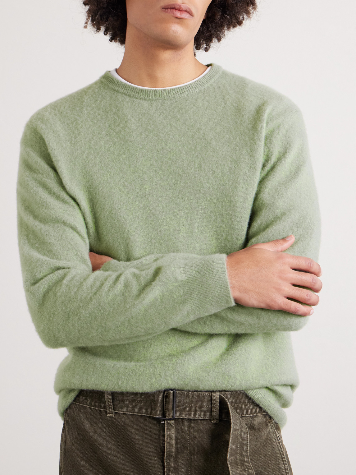 Massimo Alba Kane Brushed-cashmere Sweater In Green