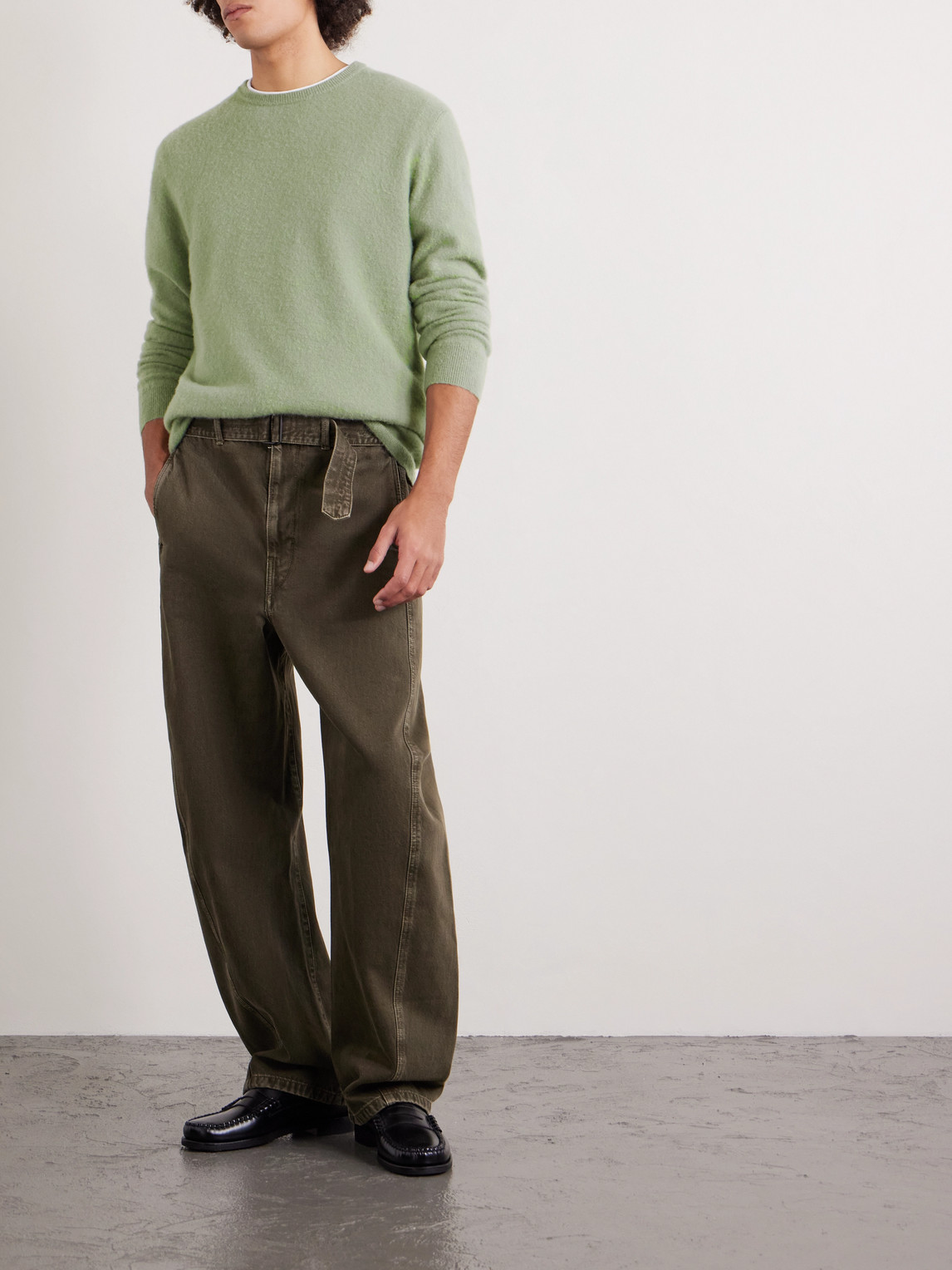 Massimo Alba Kane Brushed-cashmere Sweater In Green