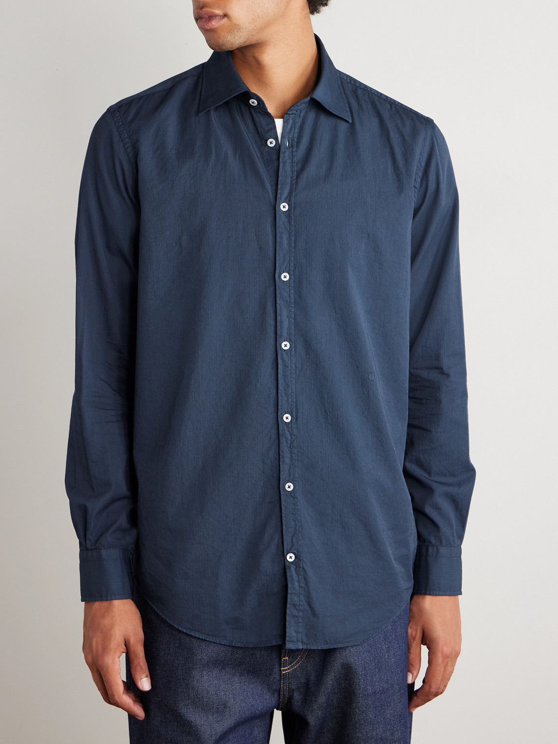  Massimo Alba - Striped Cotton Shirt - Men - Blue - M 