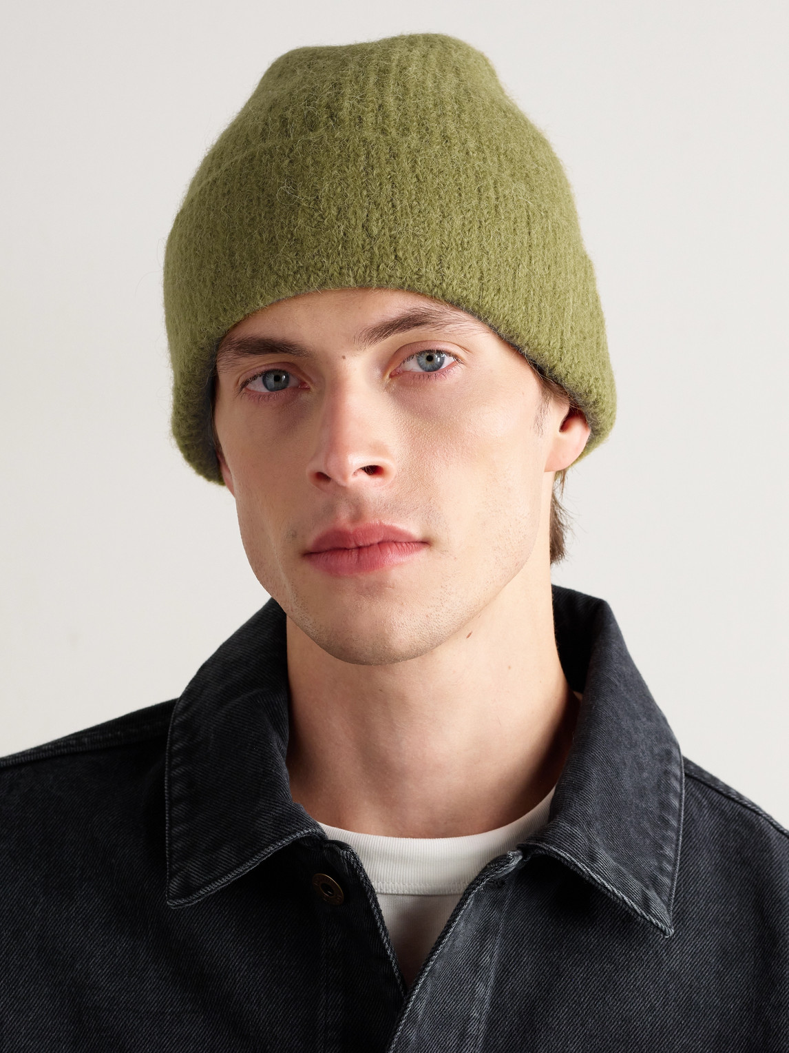 Nn07 Boris 60012 Ribbed Alpaca-blend Beanie In Green