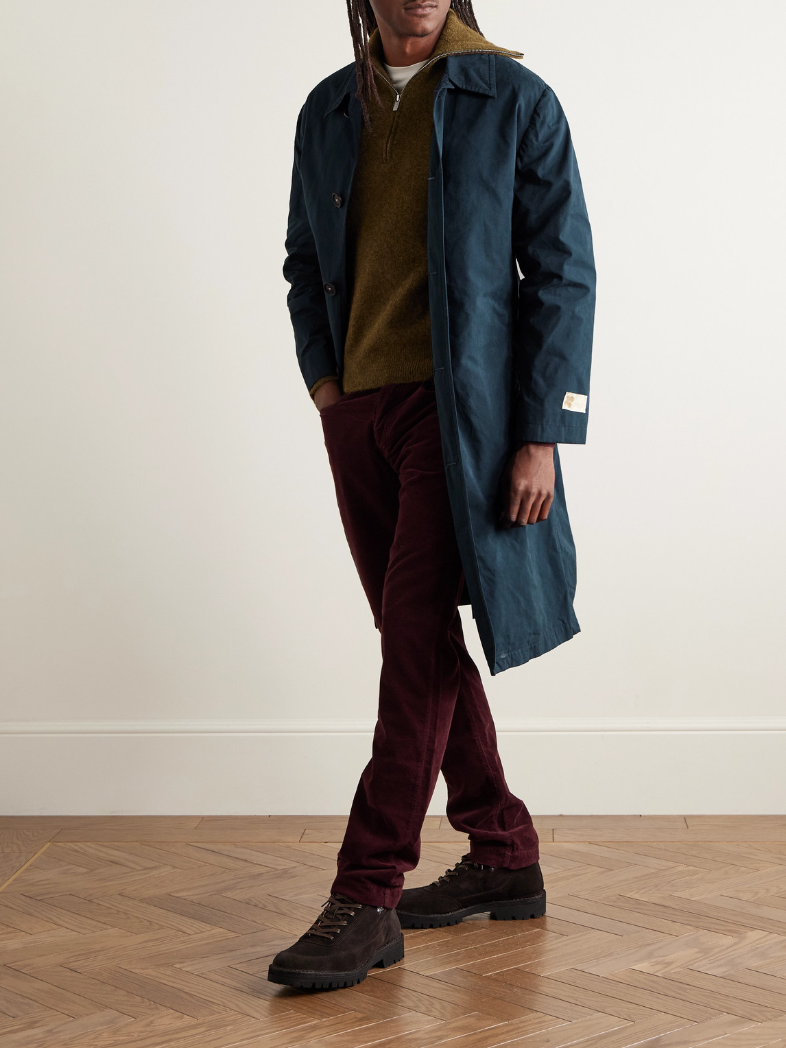 Massimo Alba Mustang Woven Trench Coat In Blue