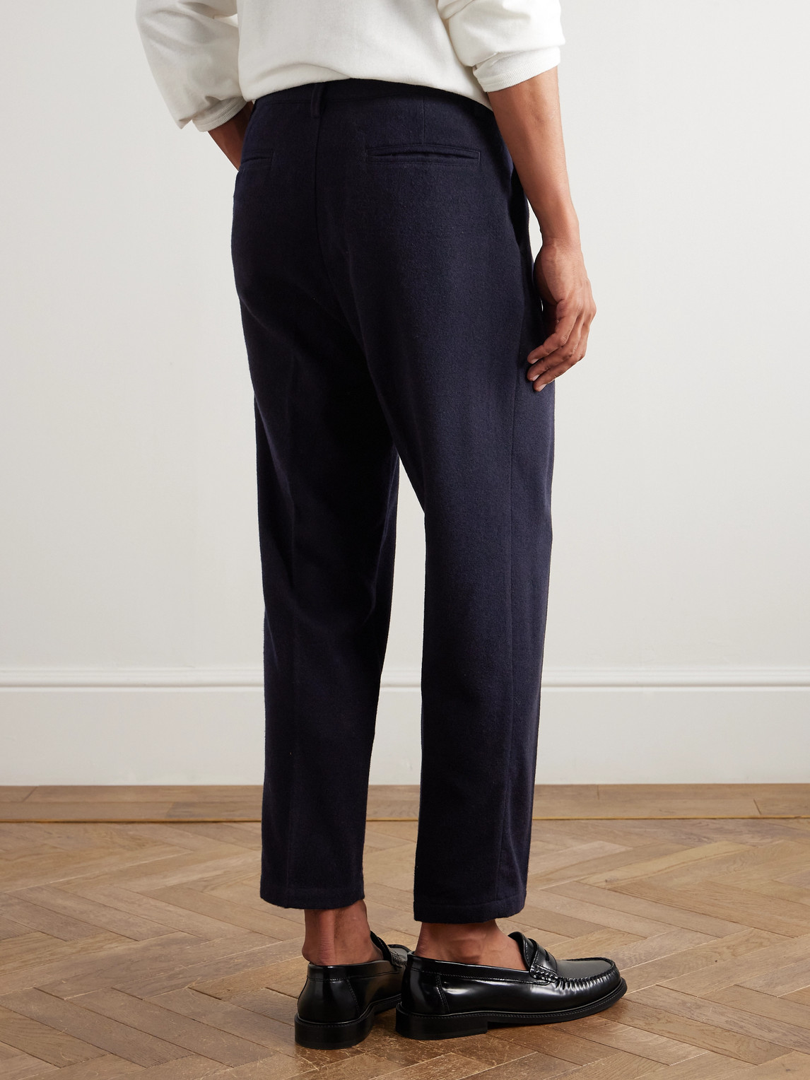  Massimo Alba - Tapered Pleated Virgin Wool And Cotton-blend Trousers - Men - Blue - It 46 