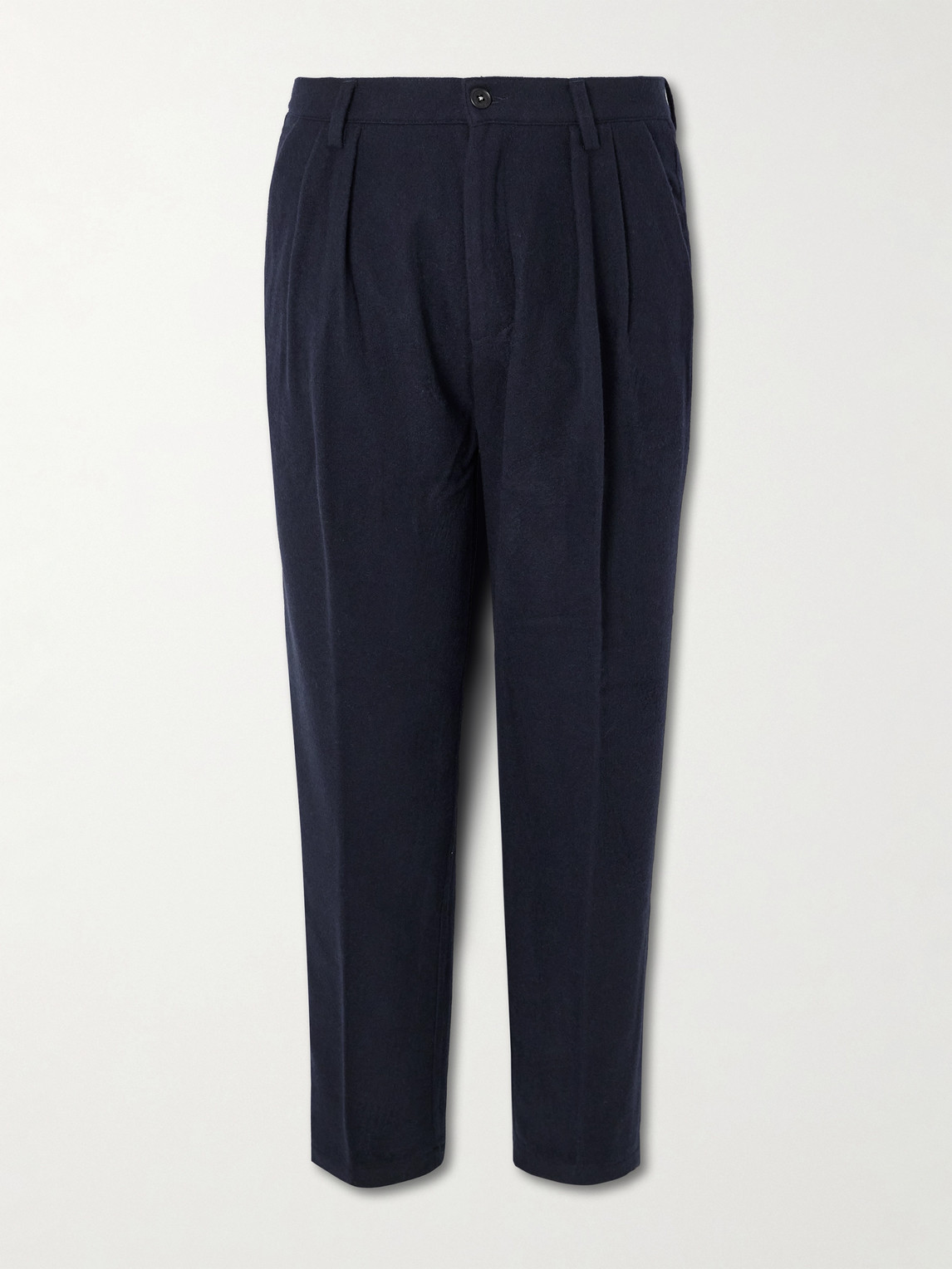 Massimo Alba Tapered Pleated Virgin Wool And Cotton-blend Trousers In Blue