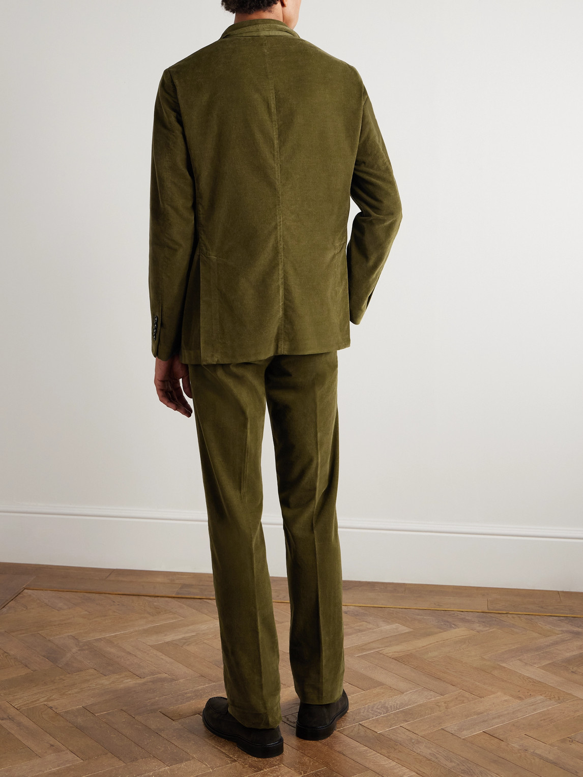 Massimo Alba Sand Cotton-corduroy Suit In Green